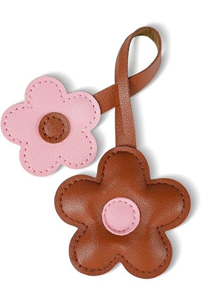 Arabest Brown & Pink Floral Bag Charm,Sunflower PU Keychain for Women,Flower ...