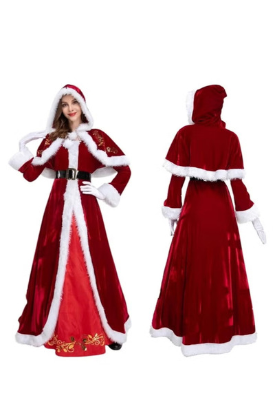 GGEROU 4Pcs Mrs Claus Costume for Women Adult Santa Costumes Set Christmas Dr...
