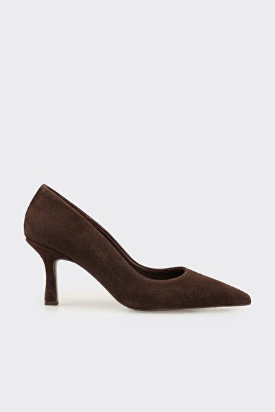 Elle Shoes Kahve Deri Kadın Stiletto