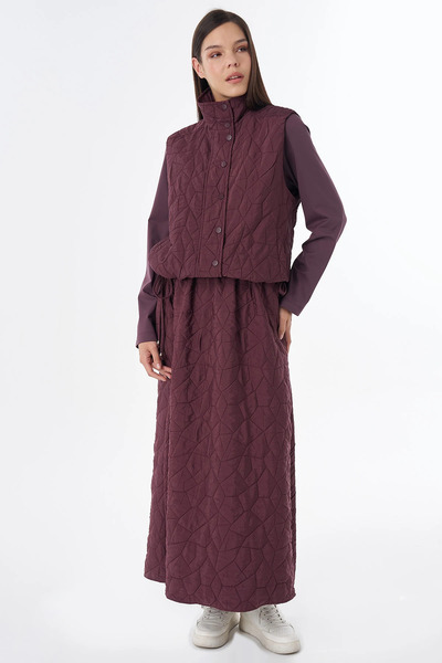 Kayra Quilted Double Set Claret Red
