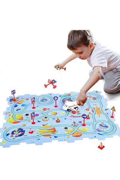 Arabest Universe Theme Puzzle Track Car Play Set,DIY Assembling Electric Rail...
