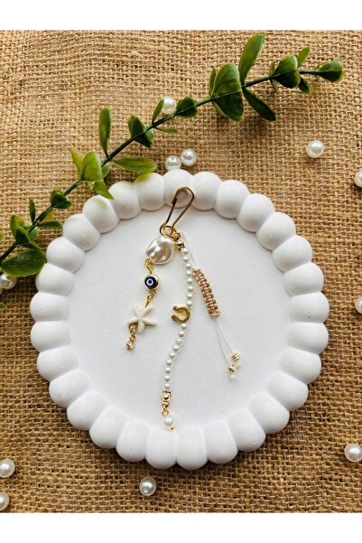 Luba Bag Strap Keychain with Pearl and Evil Eye Charm