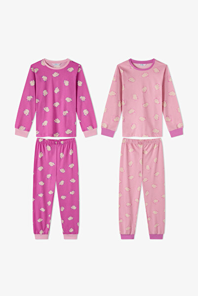 Penti Kız Çocuk Pembe Capycorn Pamuklu Uzun Kollu 2'li Pijama Takımı