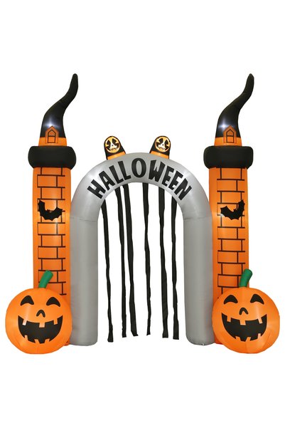 Generic Brand Arcadă gonflabilă de Halloween, design dovleac, LED-uri, țăruși...
