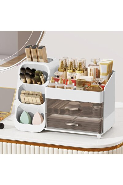 Arabest White Makeup Organizer for Vanity,Large Cosmetic Storage with Drawers...