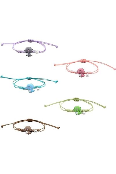 Arabest 5 Pcs Dinosaur Braided Rope Bracelet Set,Colorful Lucky Friendship Wi...