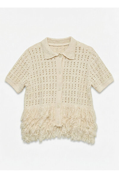 Vero Moda Ekru Kadın Ajurlu Desen Kazak 10359613-110809 TCX
