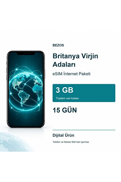 Bezos Britanya Virjin Adaları eSIM İnternet Paketi 3 GB 15 Gün