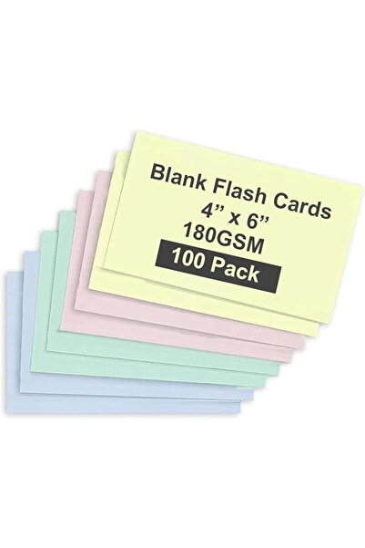MARKQ Blank Flash Cards 100 Pack Plain Colored Index Cards for Business, Offi...
