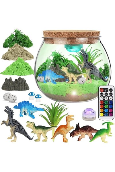 supecaty Dinosaur Light-Up Terrarium Kit for Kids, DIY Arts and Crafts Toys f...