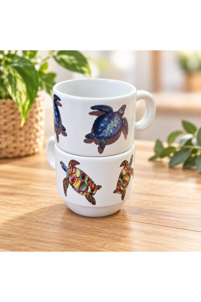 LADİJİTAL BASKI ÇÖZÜMLERİ 2 Cups with Turtle Image