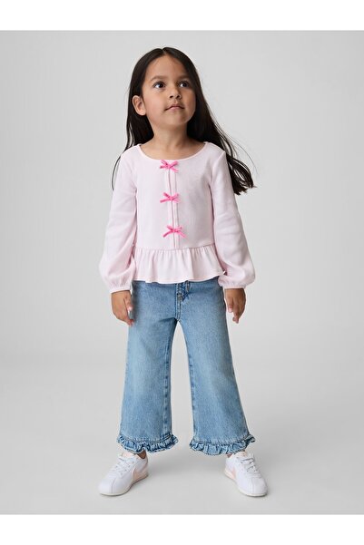 GAP Kız Bebek Açık Mavi Fırfır Detaylı Stride Jean Pantolon