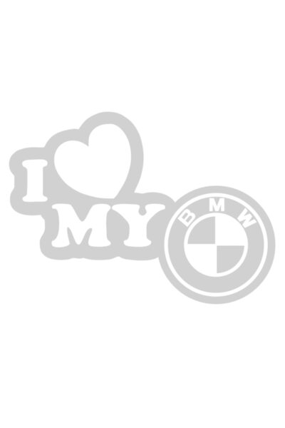 OEM Autocolant auto  "I love my bmw ", 10cm, Alb