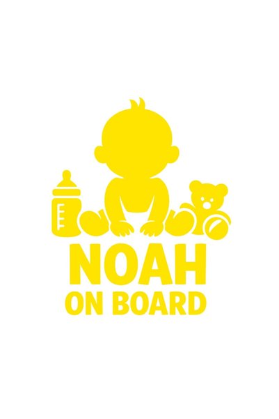OEM Autocolant auto  "Noah la bord ", 10cm, Galben
