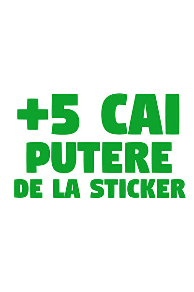 OEM Autocolant auto cu mesajul „+5 cai putere de la autocolant”, 15cm, Verde
