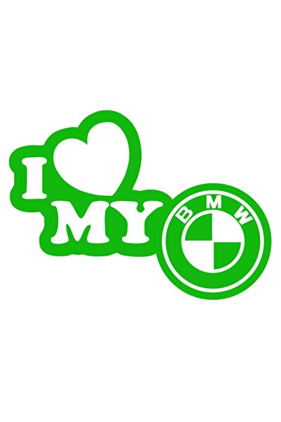 OEM Autocolant auto  "I love my bmw ", 10cm, Verde