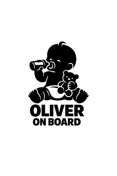 OEM Autocolant auto  "Oliver la bord ", 10cm, Negru