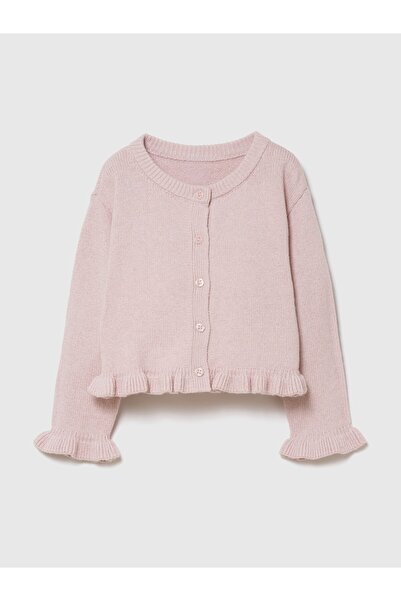 GAP Kız Bebek Pembe CashSoft Fırfır Triko Hırka
