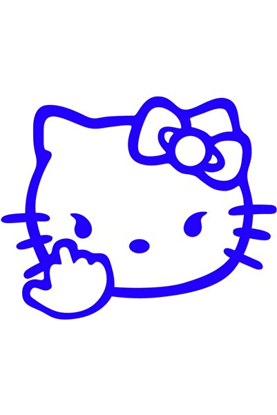 OEM Autocolant auto  "Hello Kitty cu degetul mijlociu ", 10cm, Albastru