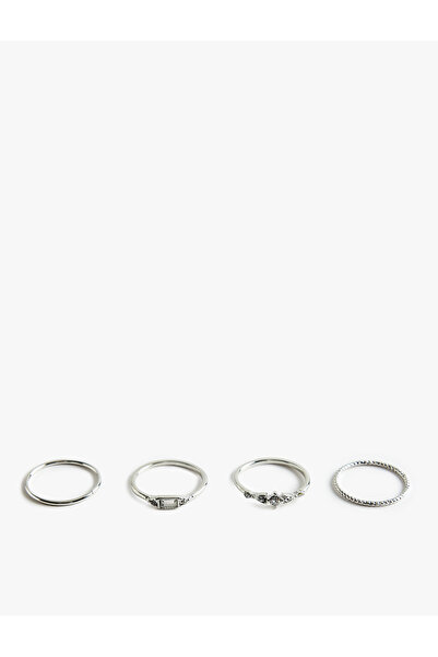 Koton Stone-Encrusted 4-Piece Ring Set