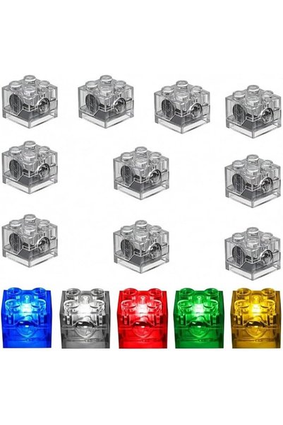 TERRIFI مكعبات بناء مضيئة، قطع إضاءة LED مربعة 2×2 بخمسة ألوان، تصميم شفاف قا...