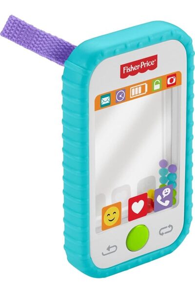 FISHER-PRICE BABY هاتف ألعاب الأطفال توي هاشتاج سيلفي فن، مع مرآة خشخيشة وعضا...
