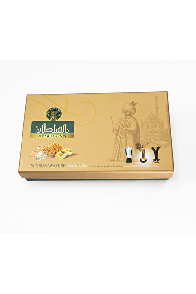 AL SULTAN Sweets Mix Nawashef 400 g - 68 Pieces of Assorted Arabic Dry Sweets - Barazek, Ghraybeh & Ajwa Date Maamoul Gift Box - Traditional Middle Eastern Cookies for Eid, Ramadan & Coffee Serving