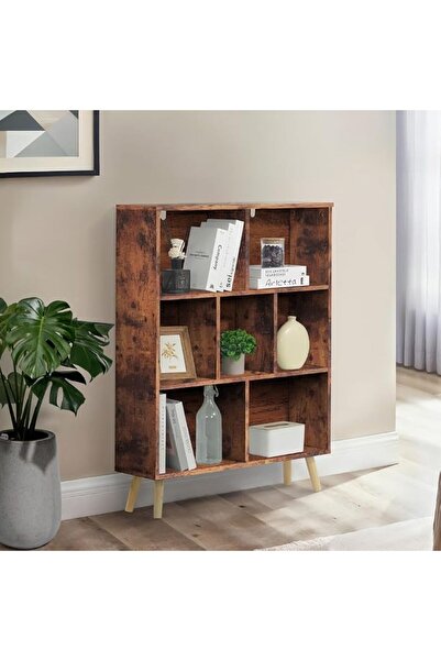 Bentifar 7-Cube Wooden Bookshelf, 3-Tier Modern White Bookcase with Legs, Flo...