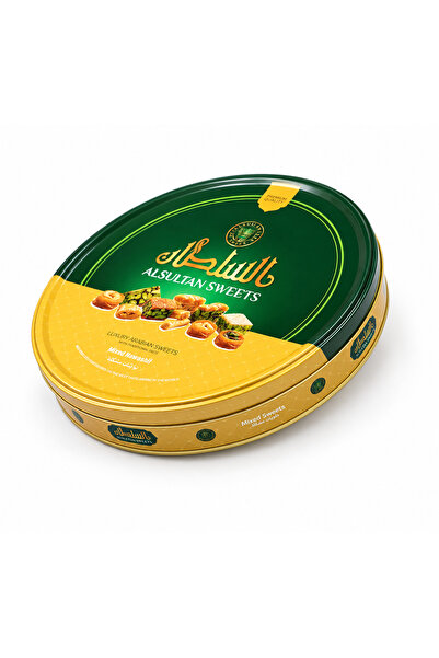 AL SULTAN Sweets Mixed Baklava 500 g - 7 Varieties - Pistachio & Cashew Filled Arabic Sweets in Metal Gift Tin - Traditional Middle Eastern Baklawa for Eid, Ramadan & Celebrations