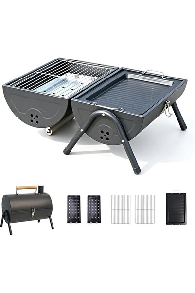 Andtooy 2-in-1 Portable Charcoal Grill, Smokeless BBQ Grill & Frying Pan Grid...