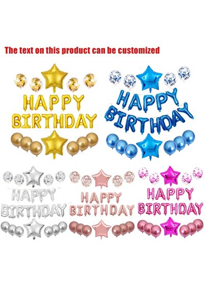 MKATECH Happy Birthday Foil Balloon Set, Customizable Letter Banner with Star...