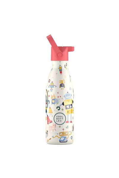 Cool Bottles The Kids Bottle Messy Robots Thermos Water Bottle with Straw 350 ml