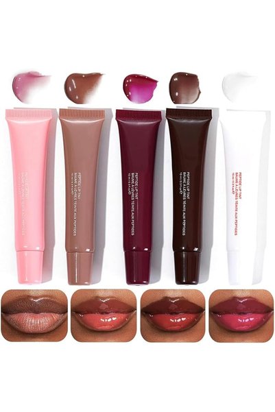 Salasabil Lip Jam Plumping Lip Gloss - 5 Colors Set with Glitter, High-Shine ...