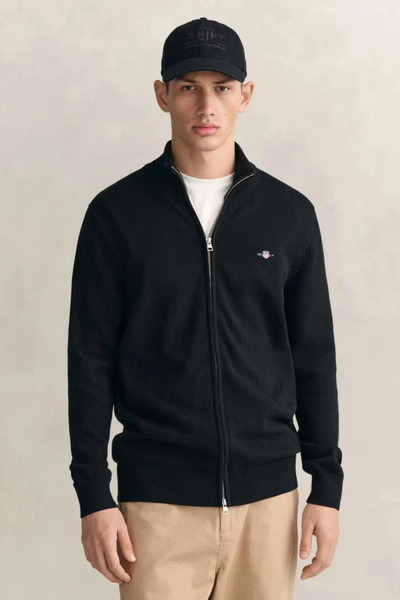 Gant Erkek Siyah Regular Fit Fermuarlı Hırka