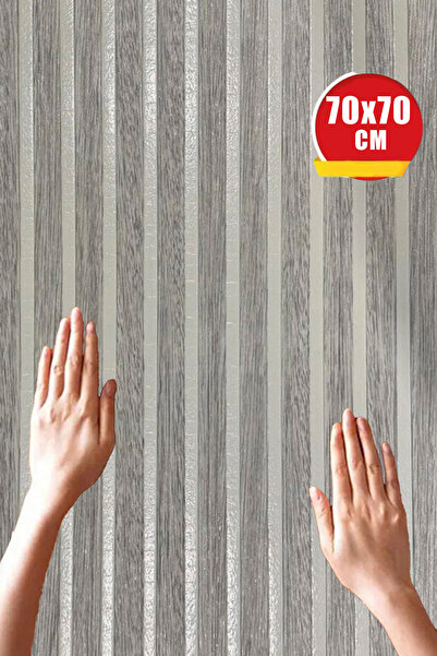 Bien Home 70x70cm 0,50M² Gümüş Gri Lambri Panel Ahşap Duvar Çıtası Desenli Gü...