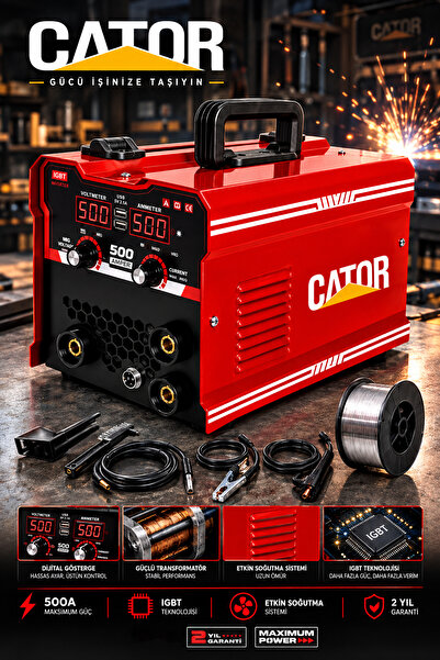 CATOR 220V 500 Amper Profesyonel Gazsız Gazaltı Kaynak Makinesi