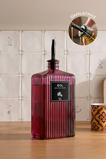 Kitchen Life 500 ml Tezgah Üstü Etiketli Cam Riva Yağdanlık