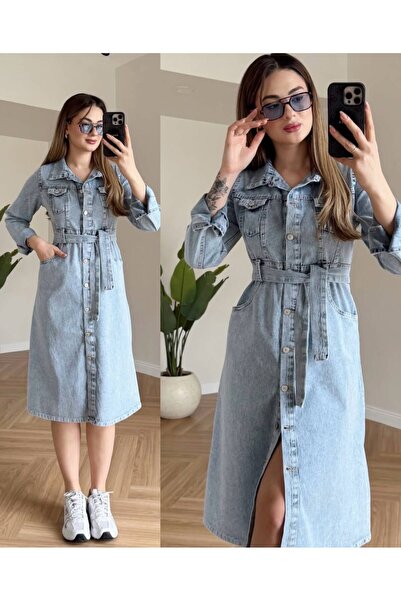 BelezaStore MİDİ BOY KOT ELBİSE PREMIUM KALİTE KOT