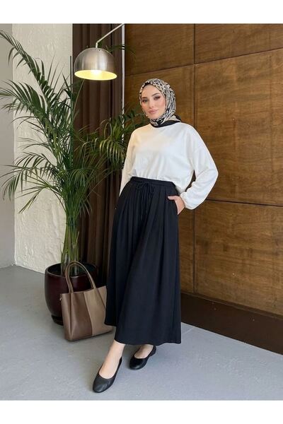 Lunsera Store بنطلون مطاطي عند الخصر - أسود