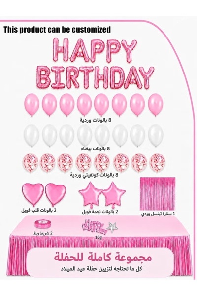 MKATECH 32-Piece Pink Birthday Decorations Kit – Happy Birthday Foil Letter B...