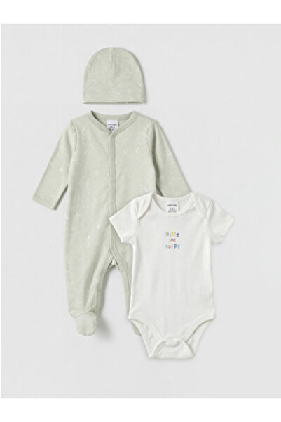 LC Waikiki Green Patterned Baby Boy 3-Piece Set