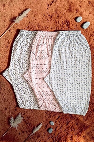 Kadın Büyük Beden Çiçekli Diz Altı Pijama 3'lü Paket Lastikli Paça Yazlık Battal Rahat Konforlu