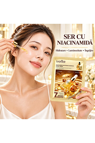 SADOER Mască facială cu 2% Niacinamidă și Vitamina C, hidratare și luminozitate