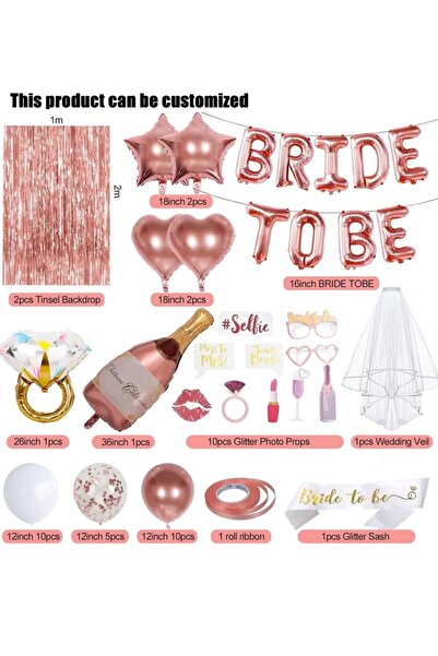 Generic Brand Rose Gold Bachelorette Bridal Shower Decorations, Bride To Be L...