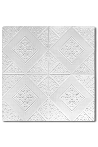 Tapetoo Home Decor Set de 20 de tapet autoadeziv 3D model romb, alb, 70x70cm,...