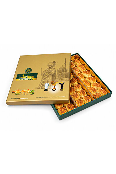 AL SULTAN Sweets Assorted Maamoul 500 g - 40 Pieces, Ajwa Date, Walnut & Pistachio Filled - Traditional Arabic Semolina Cookies Gift Box for Eid, Ramadan, Diwali & Christmas