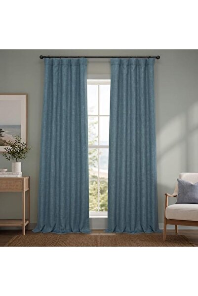 HPD Half Price Drapes ستائر تعتيم للغرف بنسيج الكتان الصناعي، طول 96 بوصة (قط...