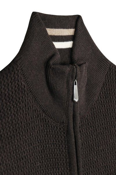 Çizgi Triko Men's Zippered Cardigan Cotton Knitwear Rice Patterned Steel Knit Classic Fit - 5410K