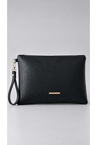 Madamra Black Women's Zippered Handbag with Wrist Strap for Daily and Special...