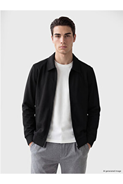 LC Waikiki Black Polo Neck Men's Zippered Sweatshirt